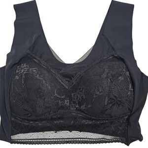 Black Lace Trim Seamless Comfort Bralette Wireless Full Coverage Support Bra